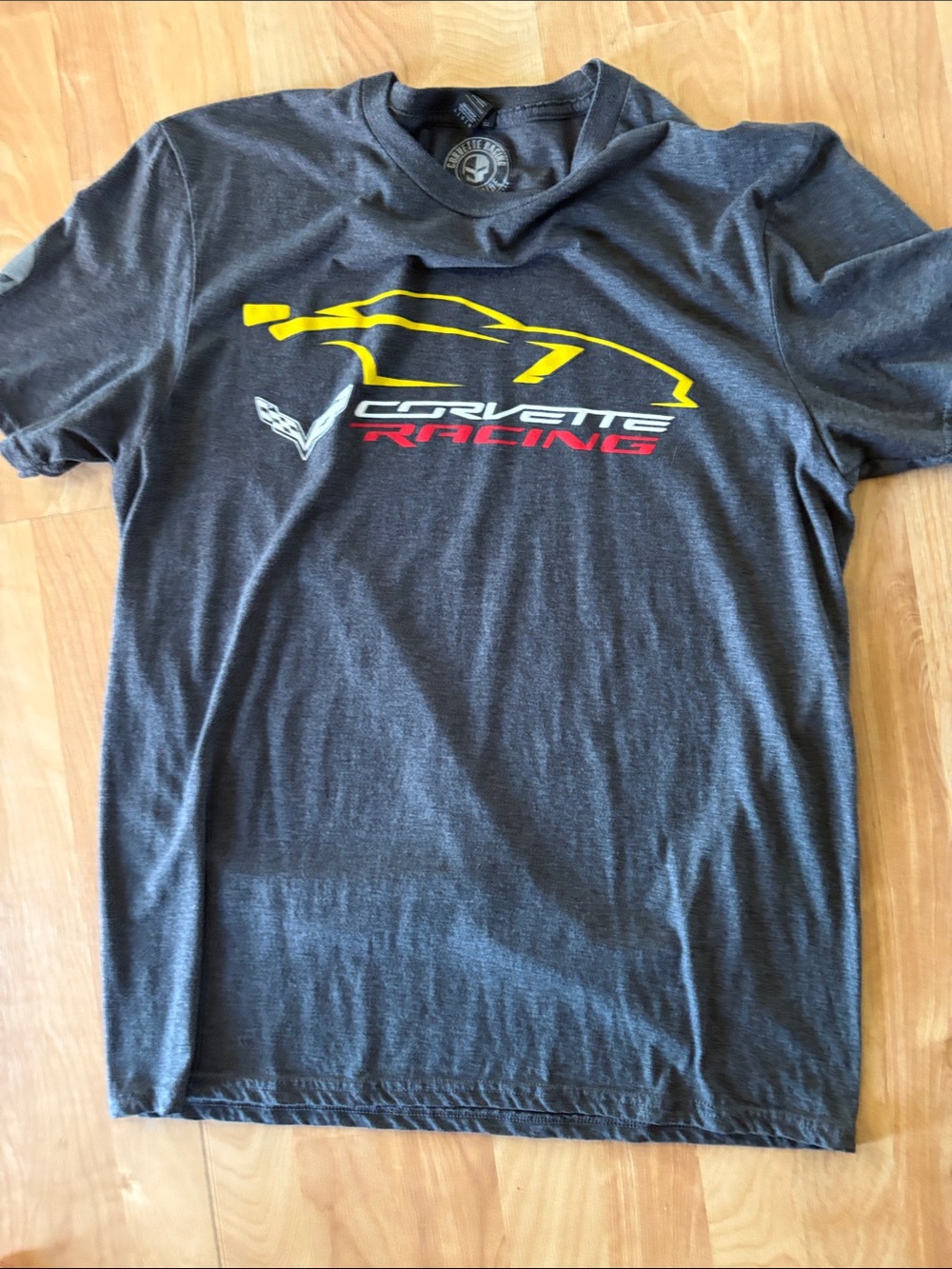 Corvette Racing Men's Short Sleeve Tee - Charcoal with Yellow & Red Logo